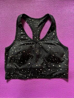 Nine West | Black Racerback Sports Bra with Gold Splatter 🖤